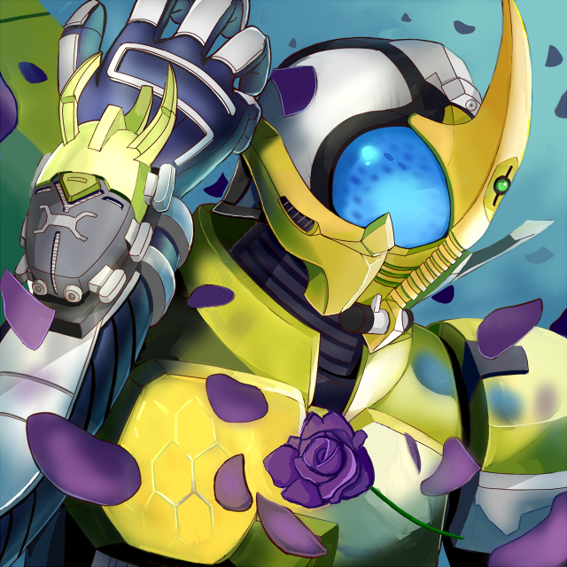 flower, horns, kamen_rider, kamen_rider_caucasus, kamen_rider_kabuto_(series), petals, rose