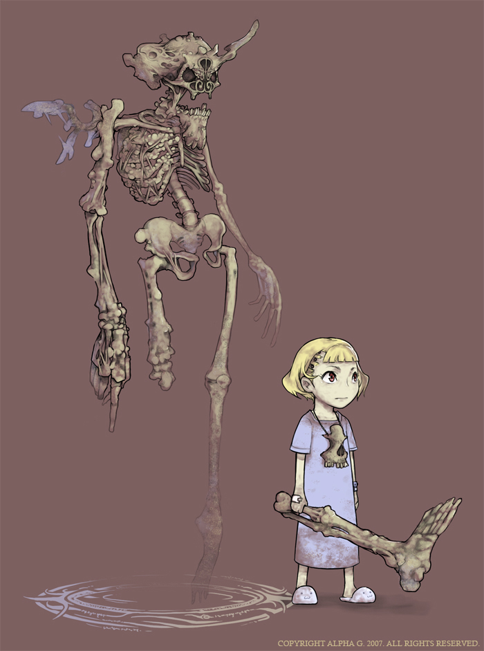1girl, 2007, alpha_gamboa, amputee, artist_name, blonde_hair, child, commentary