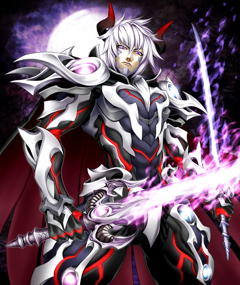1boy, armor, horns, kakusei_avenger, nao_yuki, original, sword, weapon