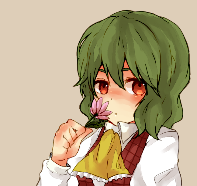 :o, artist_request, ascot, bad_id, dobuki, flower, holding, holding_flower
