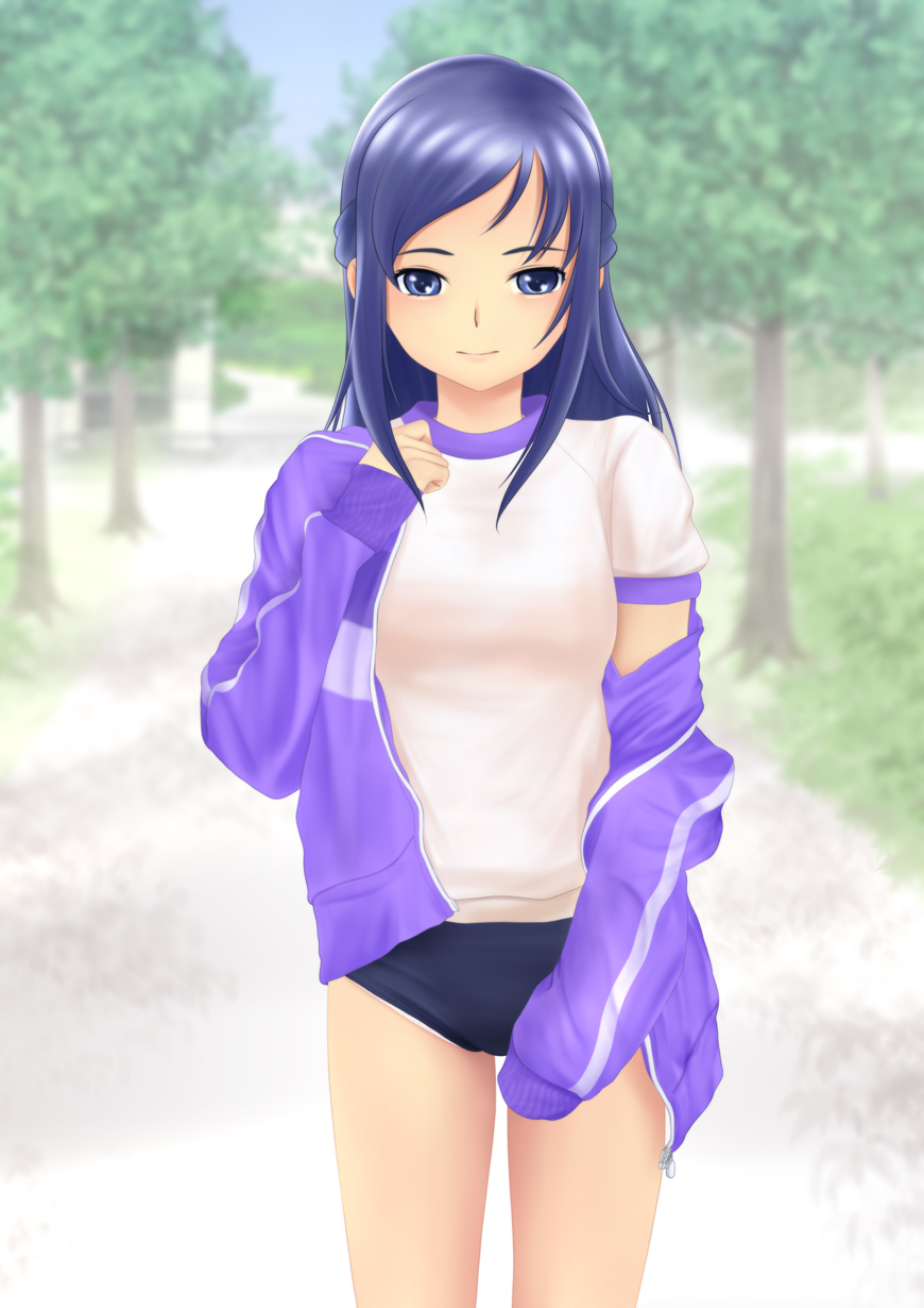 1girl, blue_eyes, blue_hair, buruma, dokidoki!_precure, gym_uniform, highres, hishikawa_rikka