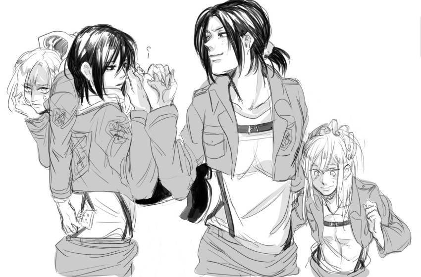 4girls, anger_vein, annie_leonhardt, carrying, christa_renz, fist_bump, hand_on_head, jacket