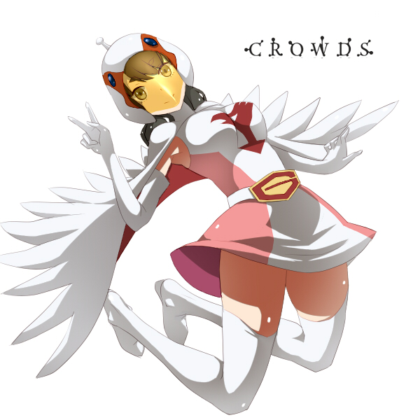 1girl, brown_hair, elbow_gloves, gatchaman, gatchaman_crowds, gloves, helmet, ichinose_hajime