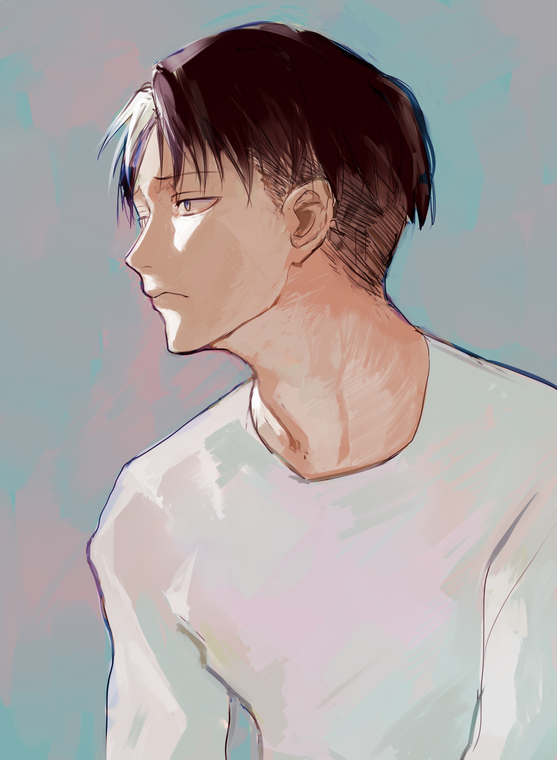 1boy, black_hair, casual, levi_(shingeki_no_kyojin), long_sleeves, norita_(noritttta), shingeki_no_kyojin, solo