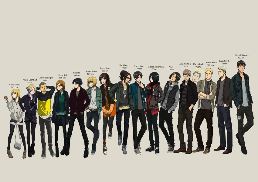 6+boys, 6+girls, absurdres, annie_leonhardt, armin_arlert, bag, bertholt_fubar, black_hair