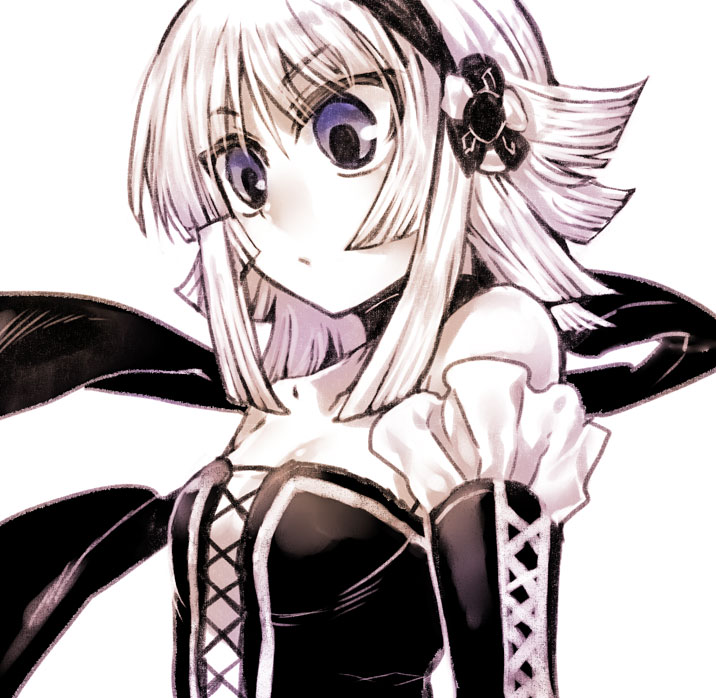 detached_sleeves, dress, edel_weiss, elm_l_renegade, embalming_(the_another_tale_of_frankenstein), embalming_the_another_tale_of_frankenstein, komeo, purple_eyes, short_hair, tenkuu_sphere, violet_eyes