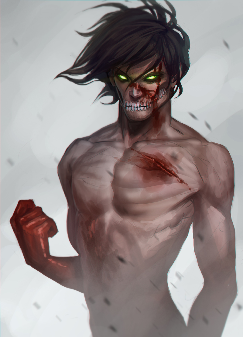 black_hair, blood, glowing, glowing_eyes, malin_falch, rogue_titan, shingeki_no_kyojin, spoilers