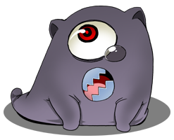 black_skin, creature, frog_(the_cybernetic_brains), hoshino_darts, lowres, no_humans, one-eyed, open_mouth