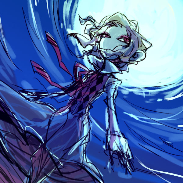 1boy, blonde_hair, boku_to_maou, bowtie, diamond_(shape), dutch_angle, epros, full_moon