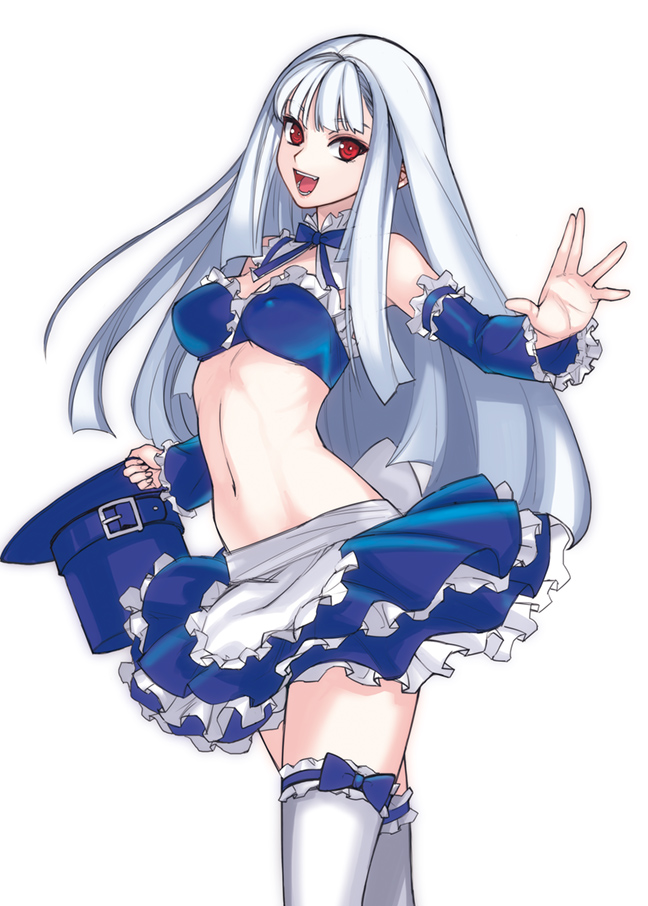 1girl, bare_shoulders, capcom, capcom_fighting_jam, detached_sleeves, frills, hat, ingrid