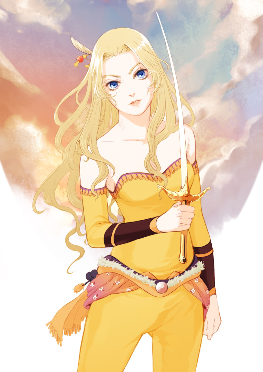 belt, blonde_hair, blue_eyes, celes_chere, detached_sleeves, final_fantasy, final_fantasy_vi, haato