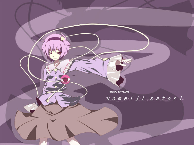 1girl, hairband, komeiji_satori, pink_eyes, pink_hair, skirt, solo, third_eye