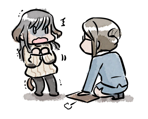 /\/\/\, 2girls, animal_ears, brown_hair, dog_ears, dog_tail, elizabeth_f_beurling, envelope