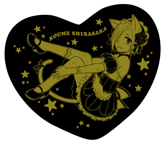 1girl, animal_ears, apron, cat_ears, cat_tail, character_name, dress, flower