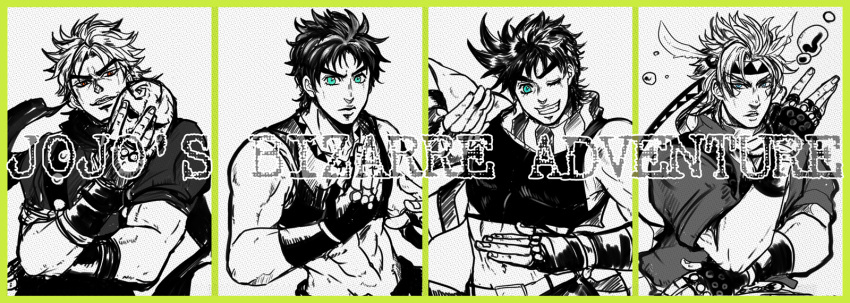4boys, april_rain, blue_eyes, caesar_anthonio_zeppeli, dio_brando, highres, jojo_no_kimyou_na_bouken, jonathan_joestar