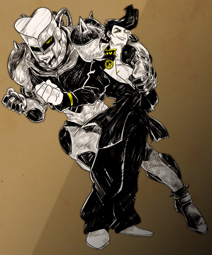 2boys, crazy_diamond, gakuran, higashikata_jousuke, highres, jojo_no_kimyou_na_bouken, multiple_boys, nancy1209