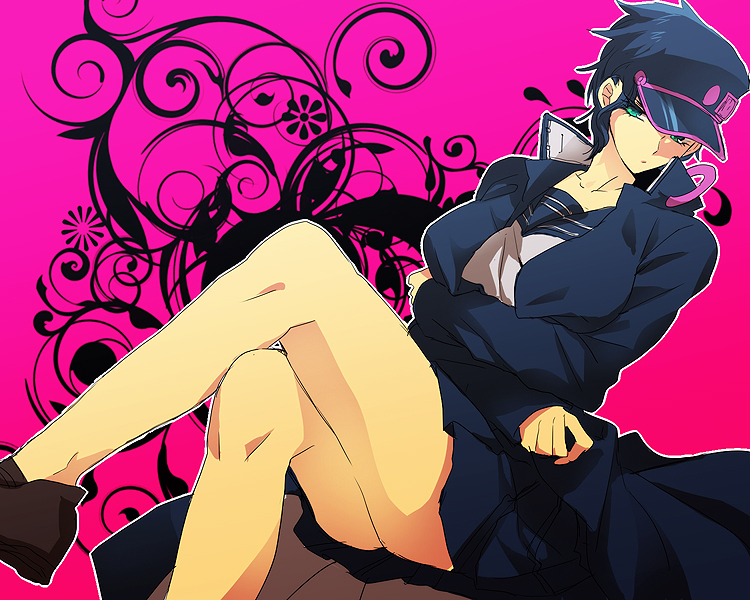 1girl, abaraya, blue_hair, cigarette, genderswap, green_eyes, hat, jojo_no_kimyou_na_bouken