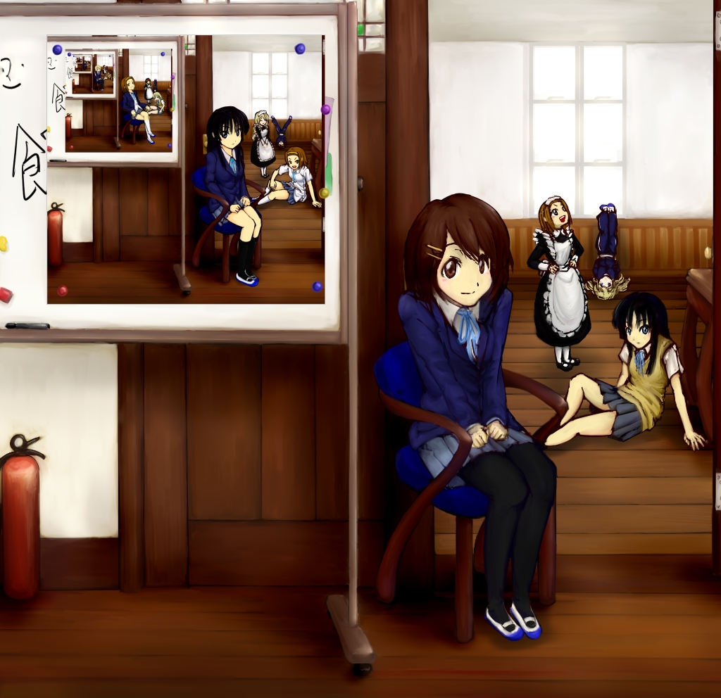 :d, akiyama_mio, album_cover, black_eyes, black_hair, blonde_hair, blue_eyes, brown_eyes