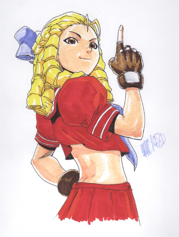 1girl, antenna_hair, blonde_hair, bow, brown_eyes, bust, fingerless_gloves, gloves