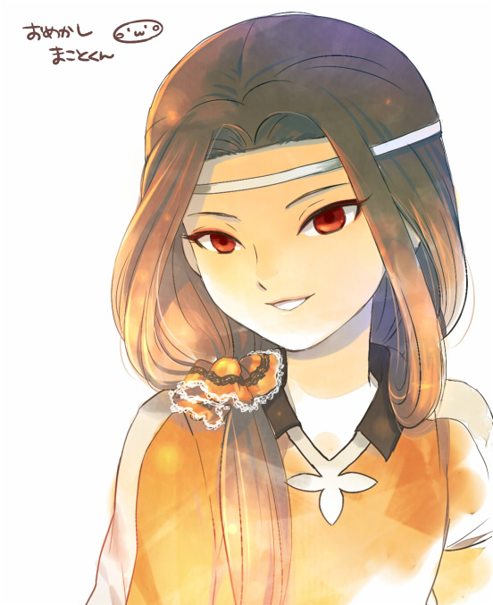 1boy, androgynous, brown_hair, headband, inazuma_eleven_(series), inazuma_eleven_go, kurosaki_makoto, long_hair