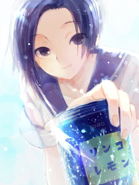 black_hair, brown_eyes, can, fingernails, kobayakawa_rinko, love_plus, school_uniform, serafuku