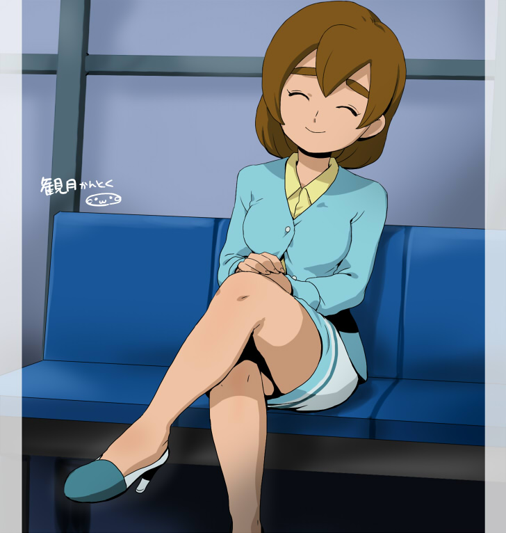 1girl, breasts, brown_hair, character_name, closed_eyes, high_heels, inazuma_eleven_(series), inazuma_eleven_go