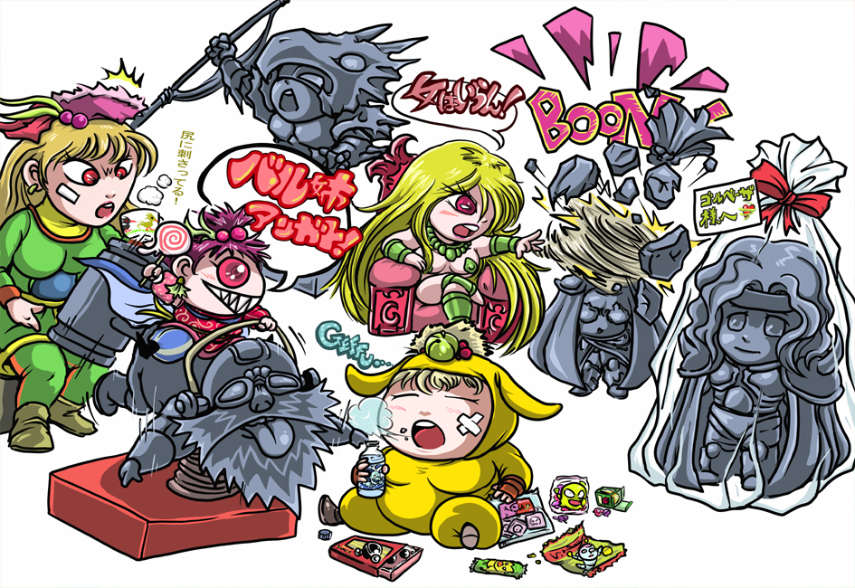 bad_end, barbariccia, blonde_hair, cain_highwind, cape, cecil_harvey, chibi, cid_pollendina