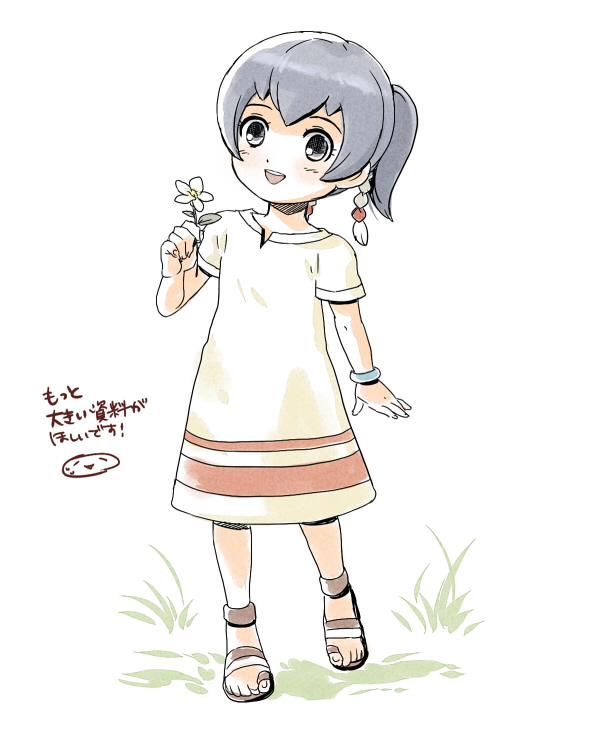 1girl, black_eyes, black_hair, bracelet, flower, inazuma_eleven_(series), inazuma_eleven_go, jewelry
