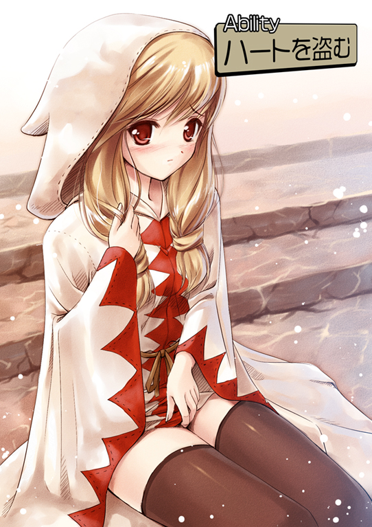 black_legwear, blonde_hair, blush, braid, final_fantasy, final_fantasy_tactics, hood, long_hair