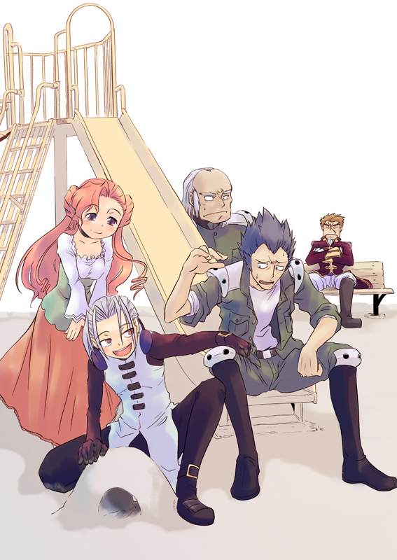 bench, blue_hair, boots, brown_hair, child, code_geass, death, euphemia_li_britannia