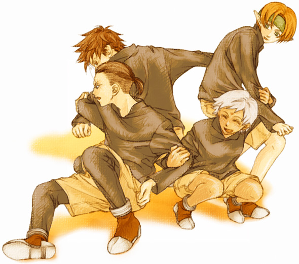 boots, broken-land, casual, closed_eyes, dark_skin, elf, facial_mark, forehead_mark