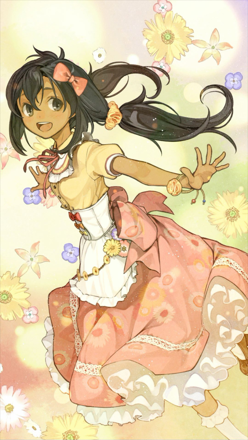 1girl, alternate_costume, alternate_hairstyle, apron, atelier_(series), atelier_ayesha, black_eyes, black_hair
