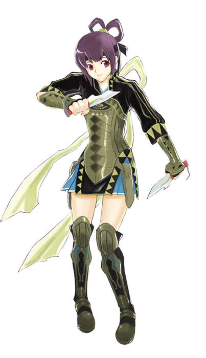 boots, fingerless_gloves, gensou_suikoden, gensou_suikoden_v, gloves, headband, knife, meke