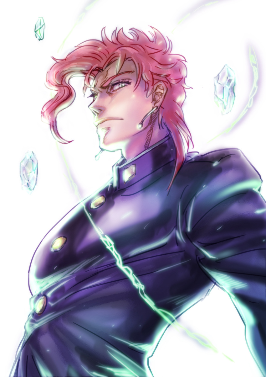1boy, earrings, emeralds, gakuran, green_eyes, highres, jewelry, jojo_no_kimyou_na_bouken