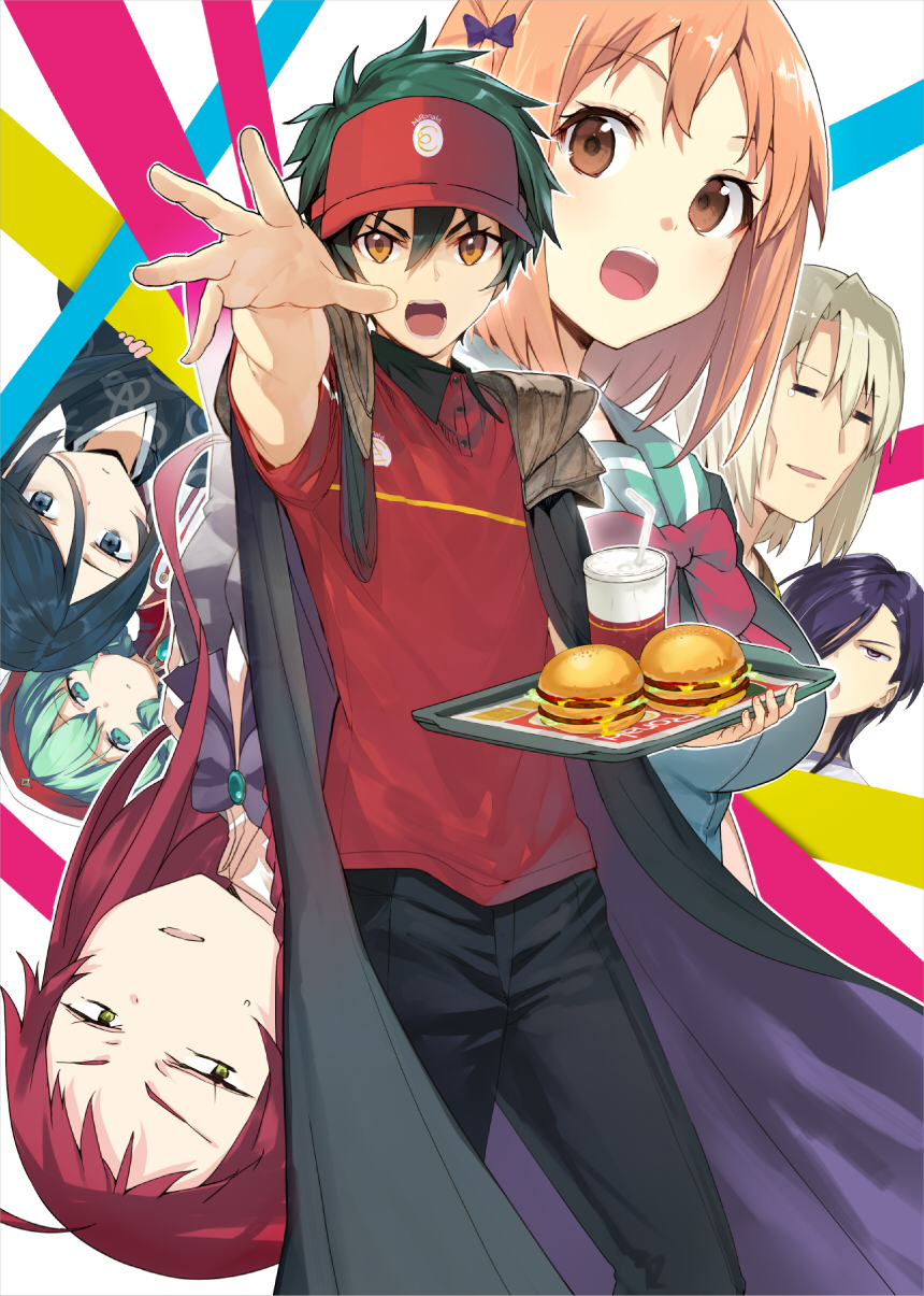 3boys, 4girls, ahoge, ashiya_shirou, black_hair, blue_eyes, blue_hair, brown_eyes