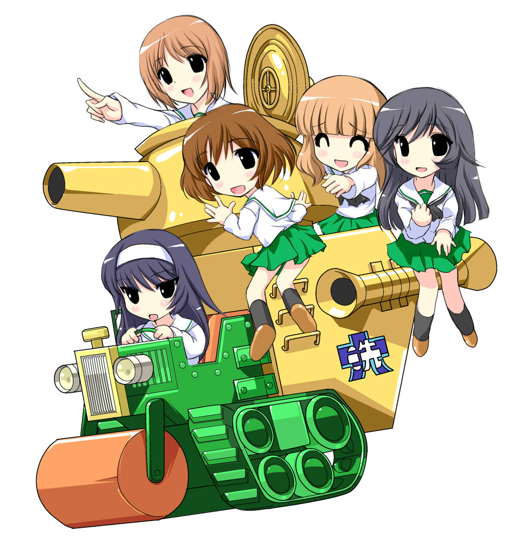 5girls, akayama_toshifumi, akiyama_yukari, crossover, girls_und_panzer, isuzu_hana, military, military_vehicle
