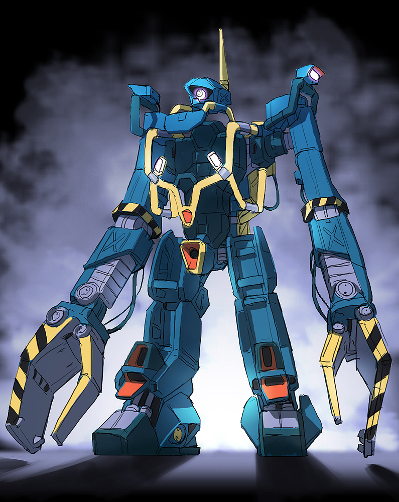 80s, aliens, barzam, crossover, funbolt, fusion, gundam, mecha, no_humans, oldschool, power_loader, solo, zeta_gundam
