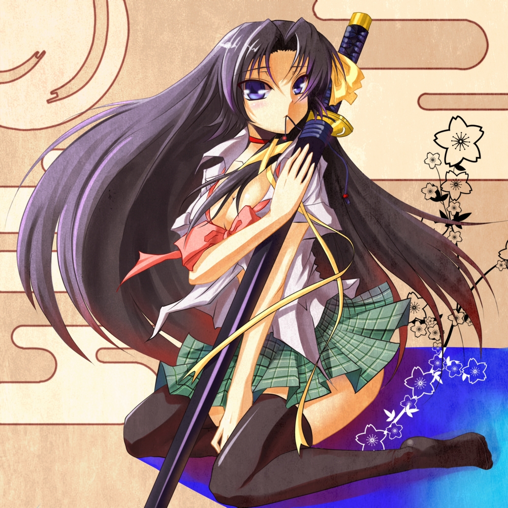 blue_hair, breasts, cleavage, fortal, kneeling, kurugaya_yuiko, little_busters!, little_busters!!