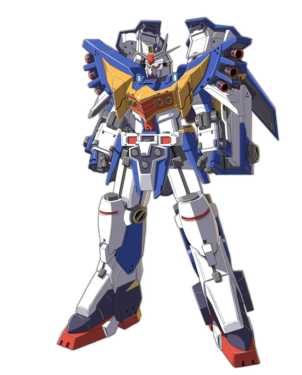 glowing, glowing_eyes, gundam, gundam_gp-01_full_vernian_zephyranthes, highres, mecha, no_humans, science_fiction