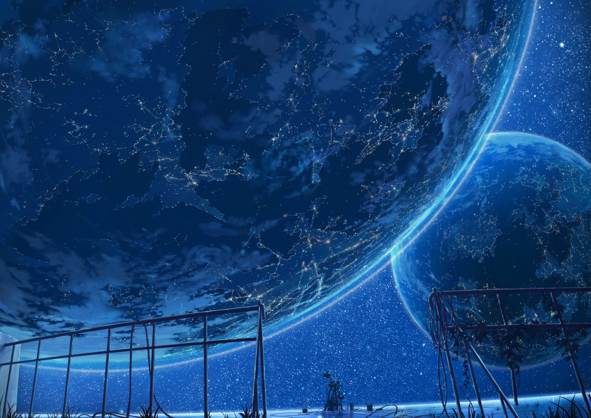 cola_(gotouryouta), highres, landscape, original, planet, scenery, sky, star