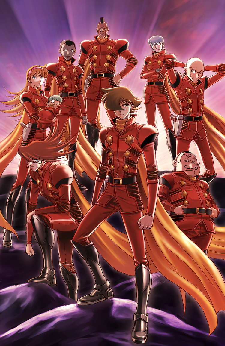bald, blonde_hair, blue_eyes, boots, brown_eyes, brown_hair, chang_changku, cyborg_009