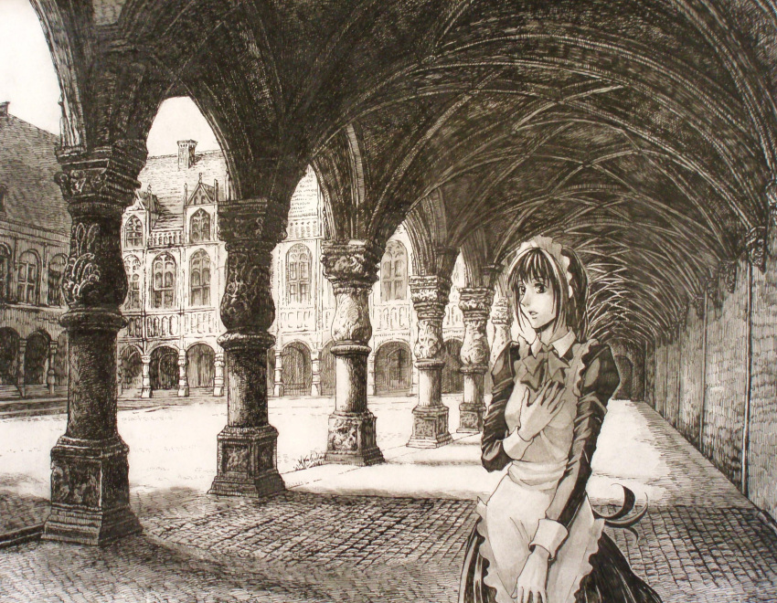 bad_id, castle, colonnade, column, highres, in_those_days, leri, maid