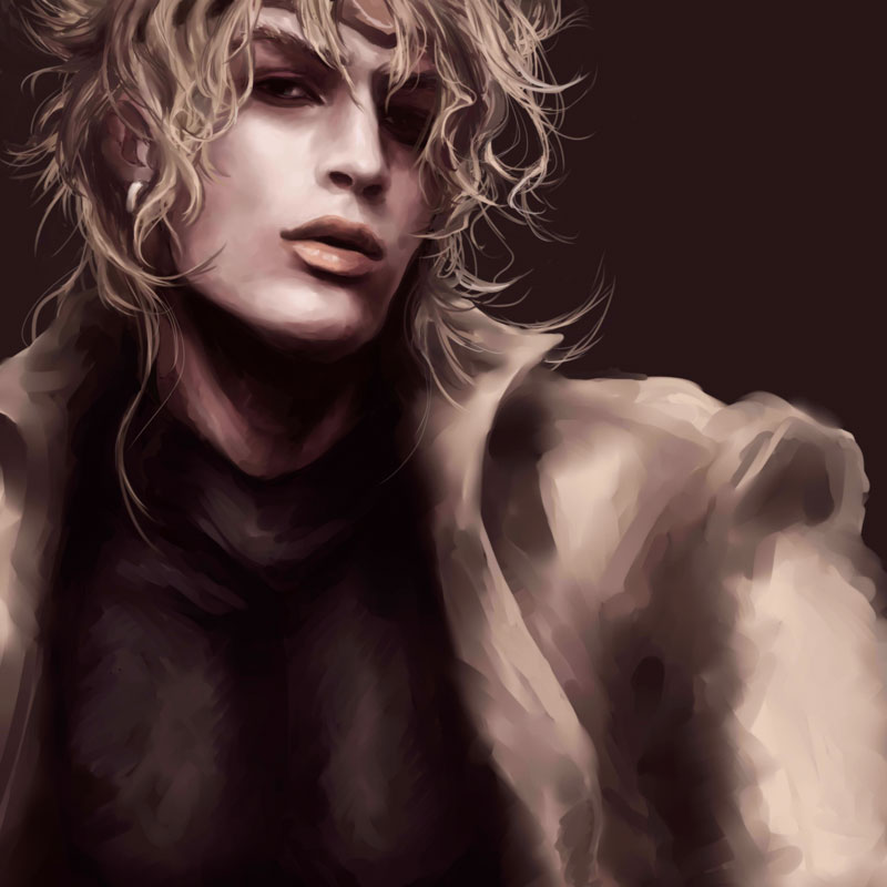 1boy, blonde_hair, dio_brando, earrings, f_(zxc0000), jewelry, jojo_no_kimyou_na_bouken, lips