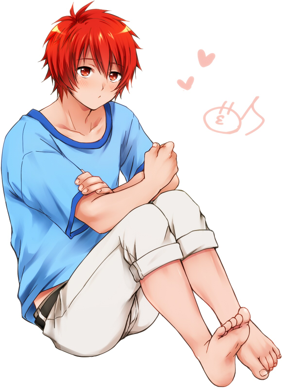 1boy, capri_pants, ittoki_otoya, koriina, male, o3o, red_eyes, redhead
