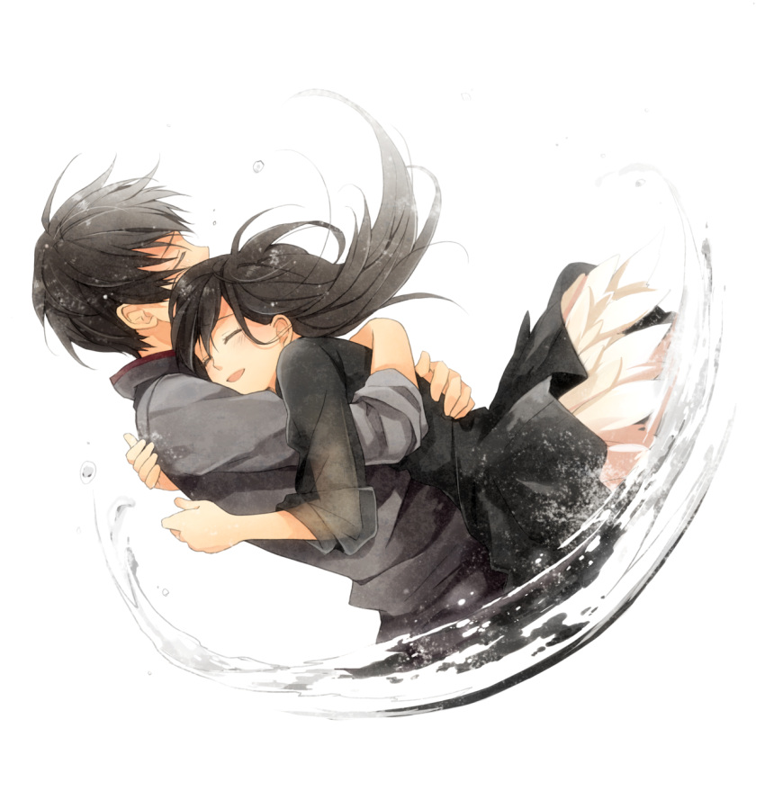 1boy, 1girl, closed_eyes, couple, falling, happy, hetero, highres