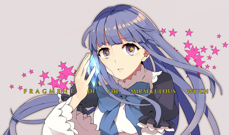 1girl, blue_hair, bow, english, frederica_bernkastel, kakera, midoriya_(kappa1117), puffy_sleeves