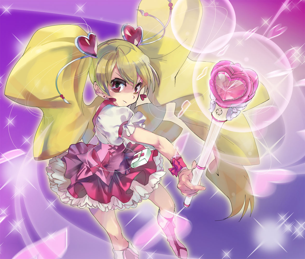 blonde_hair, boots, cure_peach, fresh_precure!, fresh_pretty_cure!, futari_wa_pretty_cure, heart, long_hair