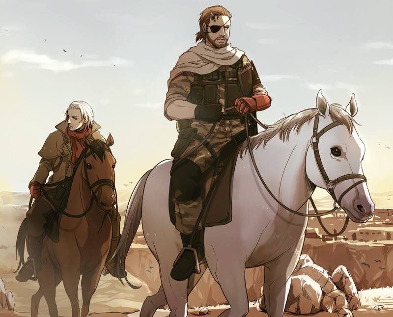 50yen, afghanistan, desert, eyepatch, horse, metal_gear, metal_gear_solid_v, naked_snake