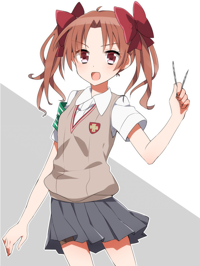 1girl, arms, brown_eyes, brown_hair, long_hair, nail, saibi, school_uniform