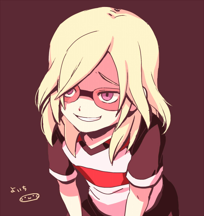 1boy, blonde_hair, character_name, grin, inazuma_eleven_(series), inazuma_eleven_go, long_hair, male